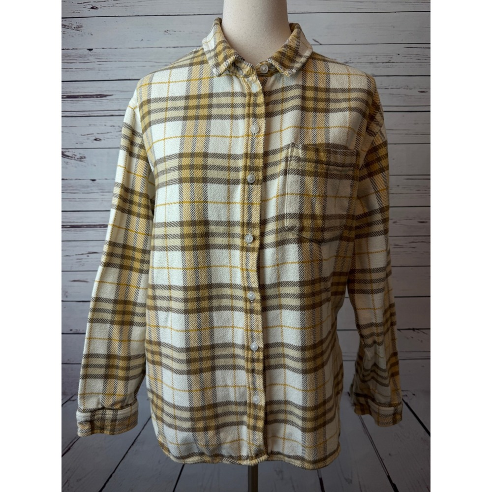 American‎ Eagle Flannel Shirt Medium Womens Plaid Long Sleeve Evermore Preppy